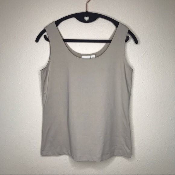 Chicos Tank Top Sleeveless Cami Beige Stretch Layer Womens Size Small Smoothing - Picture 10 of 11